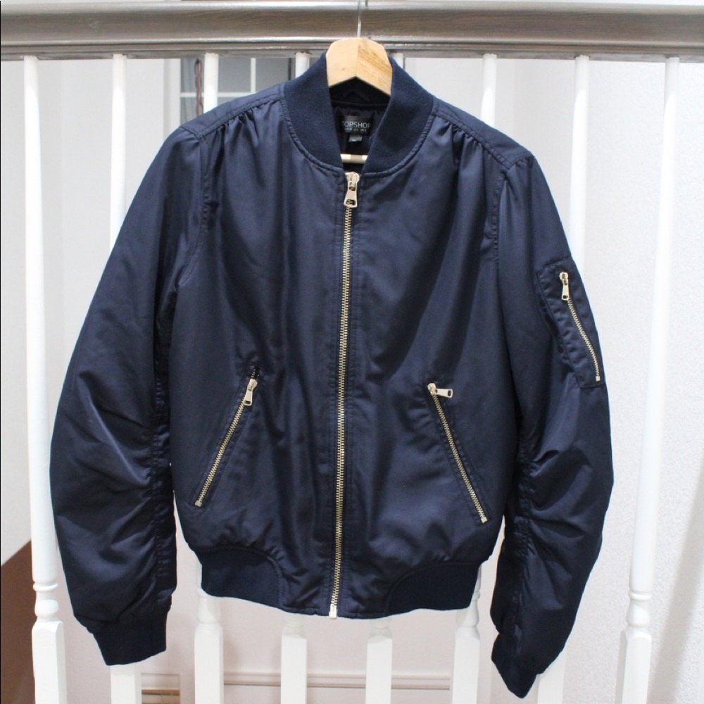 NWOT TopShop Navy Bomber Jacket